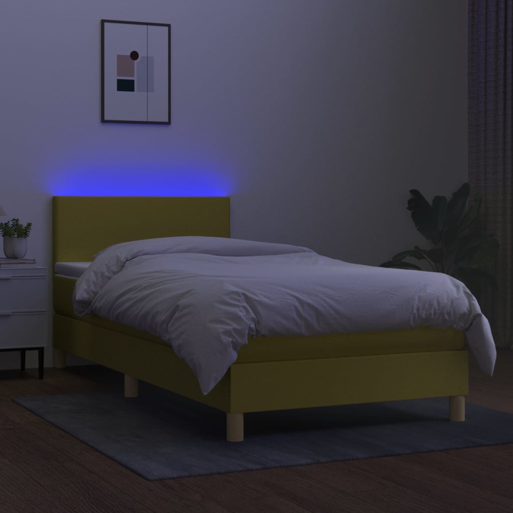 Boxspringbett Mit Matratze & Led Stoff Grün
