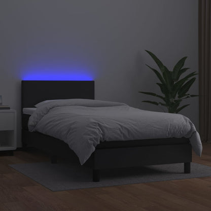 Boxspringbett Mit Matratze & Led Kunstleder Schwarz