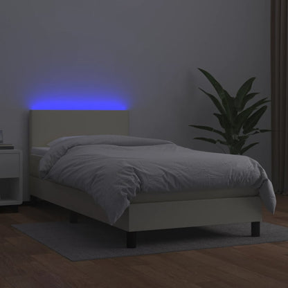 Boxspringbett Mit Matratze & Led Kunstleder Creme