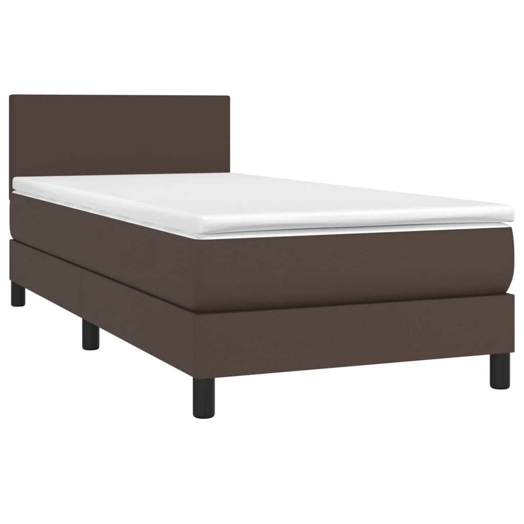 Boxspringbett Mit Matratze & Led Kunstleder Braun