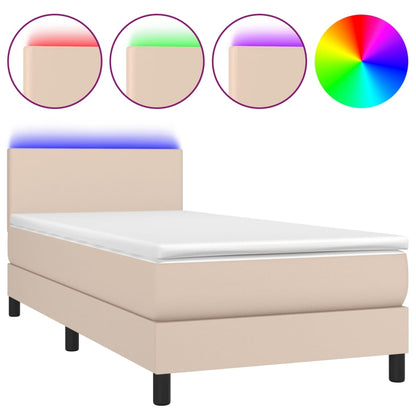 Boxspringbett Mit Matratze & Led -Braun 90X200Cm Cappuccino