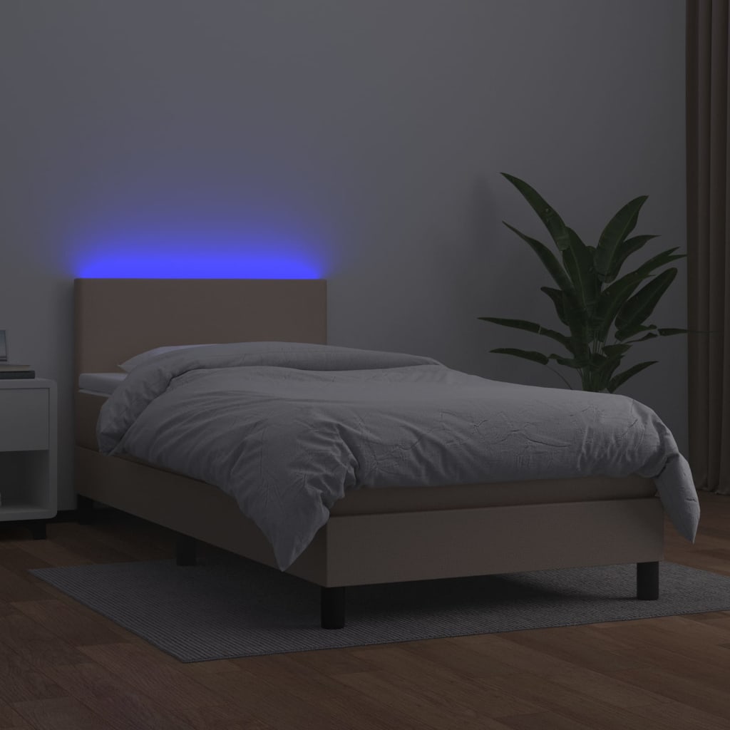 Boxspringbett Mit Matratze & Led -Braun 90X200Cm Cappuccino