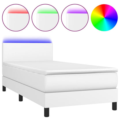 Boxspringbett Mit Matratze & Led Kunstleder Weiß