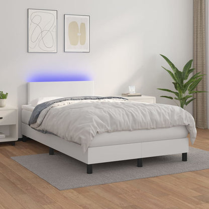 Boxspringbett Mit Matratze & Led Kunstleder Weiß