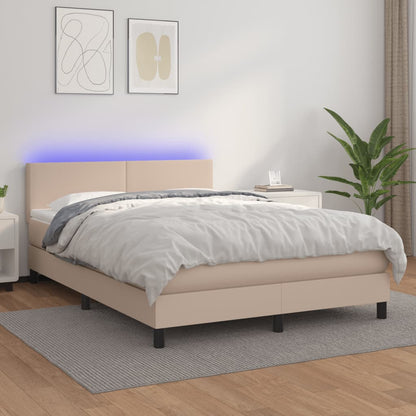 Boxspringbett Mit Matratze & Led -Braun 90X200Cm Cappuccino