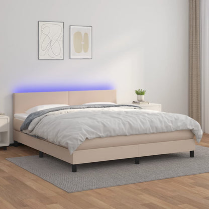 Boxspringbett Mit Matratze & Led -Braun 90X200Cm Cappuccino