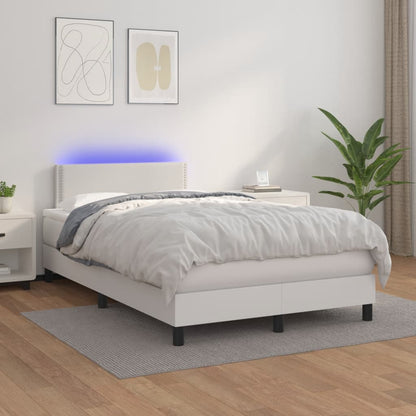 Boxspringbett Mit Matratze & Led Kunstleder Weiß