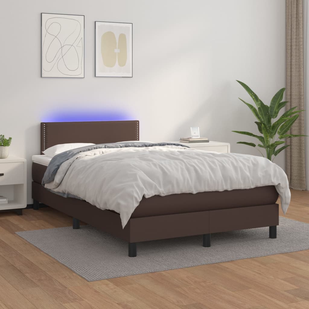 Boxspringbett Mit Matratze & Led Kunstleder Braun