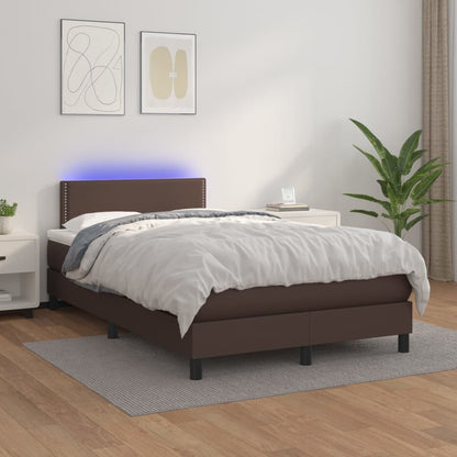 Boxspringbett Mit Matratze & Led Kunstleder Braun