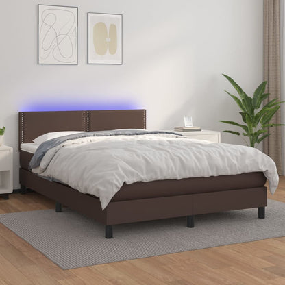 Boxspringbett Mit Matratze & Led Kunstleder Braun