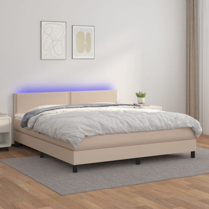 Boxspringbett Mit Matratze & Led -Braun 90X200Cm Cappuccino