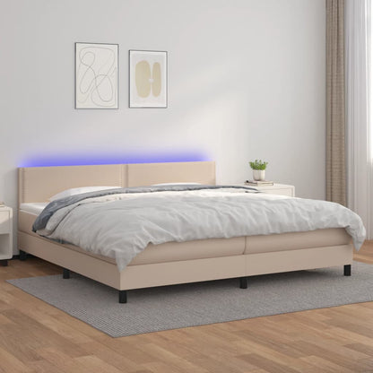 Boxspringbett Mit Matratze & Led -Braun 90X200Cm Cappuccino