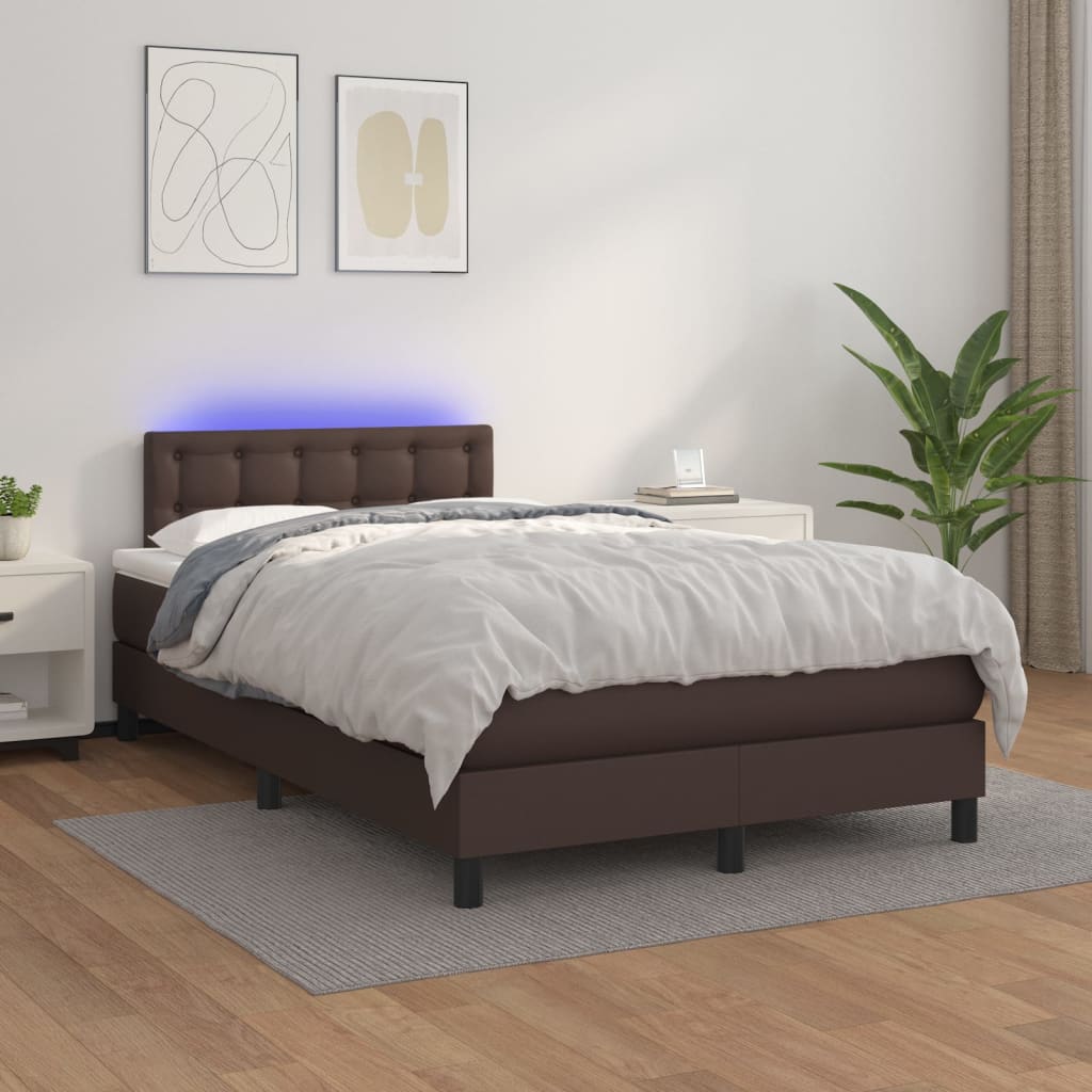 Boxspringbett Mit Matratze & Led Kunstleder Braun