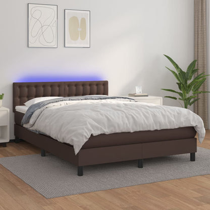 Boxspringbett Mit Matratze & Led Kunstleder Braun