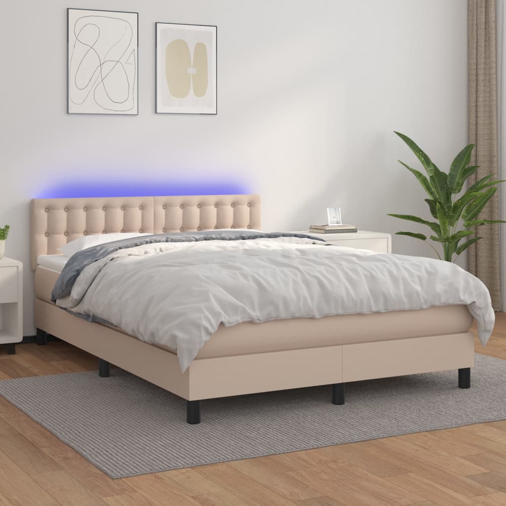 Boxspringbett Mit Matratze & Led -Braun 90X200Cm Cappuccino