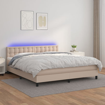 Boxspringbett Mit Matratze & Led -Braun 90X200Cm Cappuccino