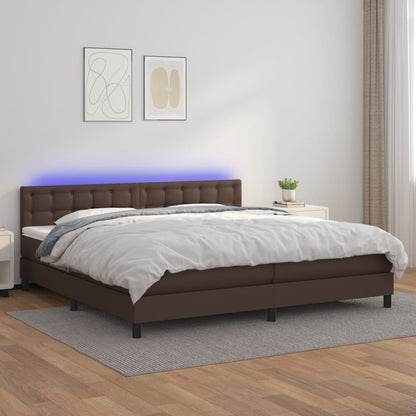 Boxspringbett Mit Matratze & Led Kunstleder Braun