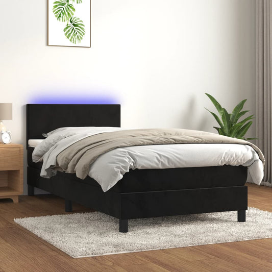 Boxspringbett Mit Matratze & Led Samt Schwarz