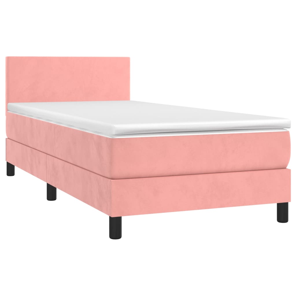 Boxspringbett Mit Matratze & Led Samt Rosa