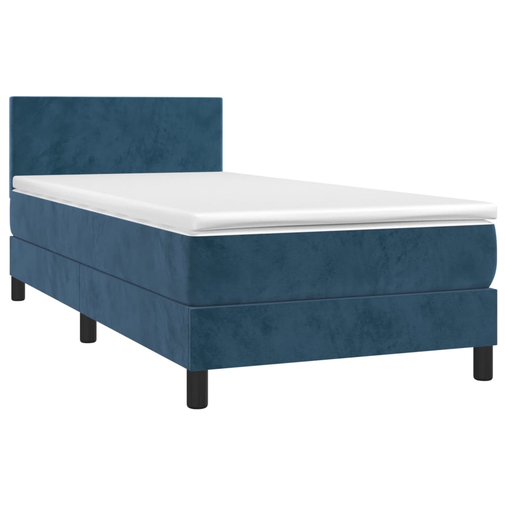 Boxspringbett Mit Matratze & Led Samt Dunkelblau