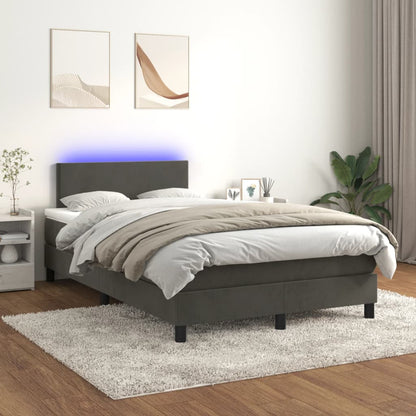 Boxspringbett Mit Matratze & Led Samt Dunkelgrau