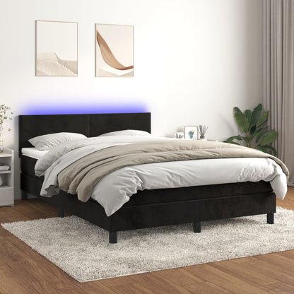 Boxspringbett Mit Matratze & Led Samt Schwarz