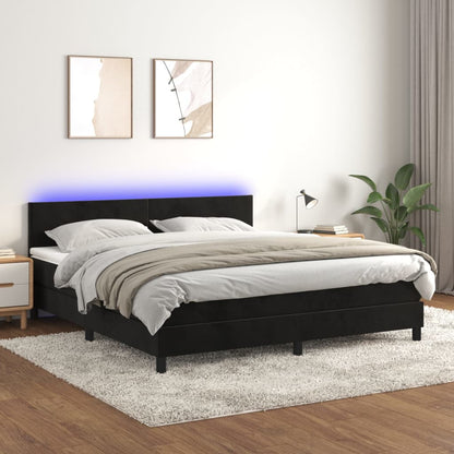 Boxspringbett Mit Matratze & Led Samt Schwarz