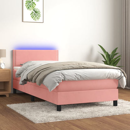 Boxspringbett Mit Matratze & Led Samt Rosa