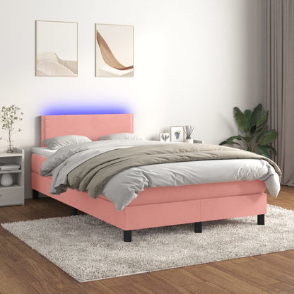 Boxspringbett Mit Matratze & Led Samt Rosa