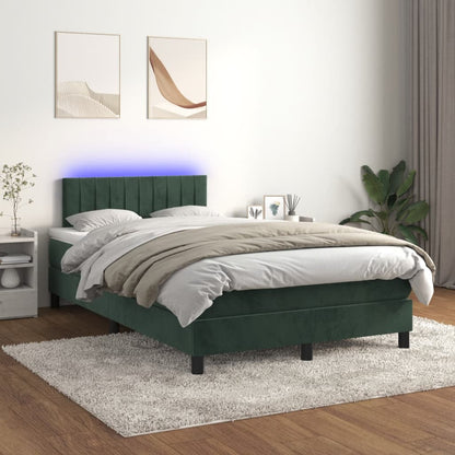 Boxspringbett Mit Matratze & Led Samt Dunkelgrün