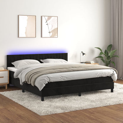 Boxspringbett Mit Matratze & Led Samt Schwarz