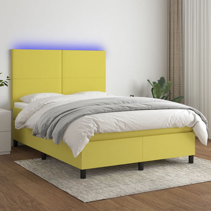 Boxspringbett Mit Matratze & Led Stoff Grün