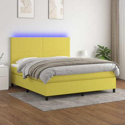 Boxspringbett Mit Matratze & Led Stoff Grün