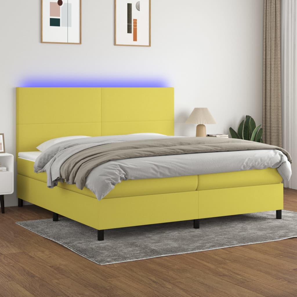Boxspringbett Mit Matratze & Led Stoff Grün