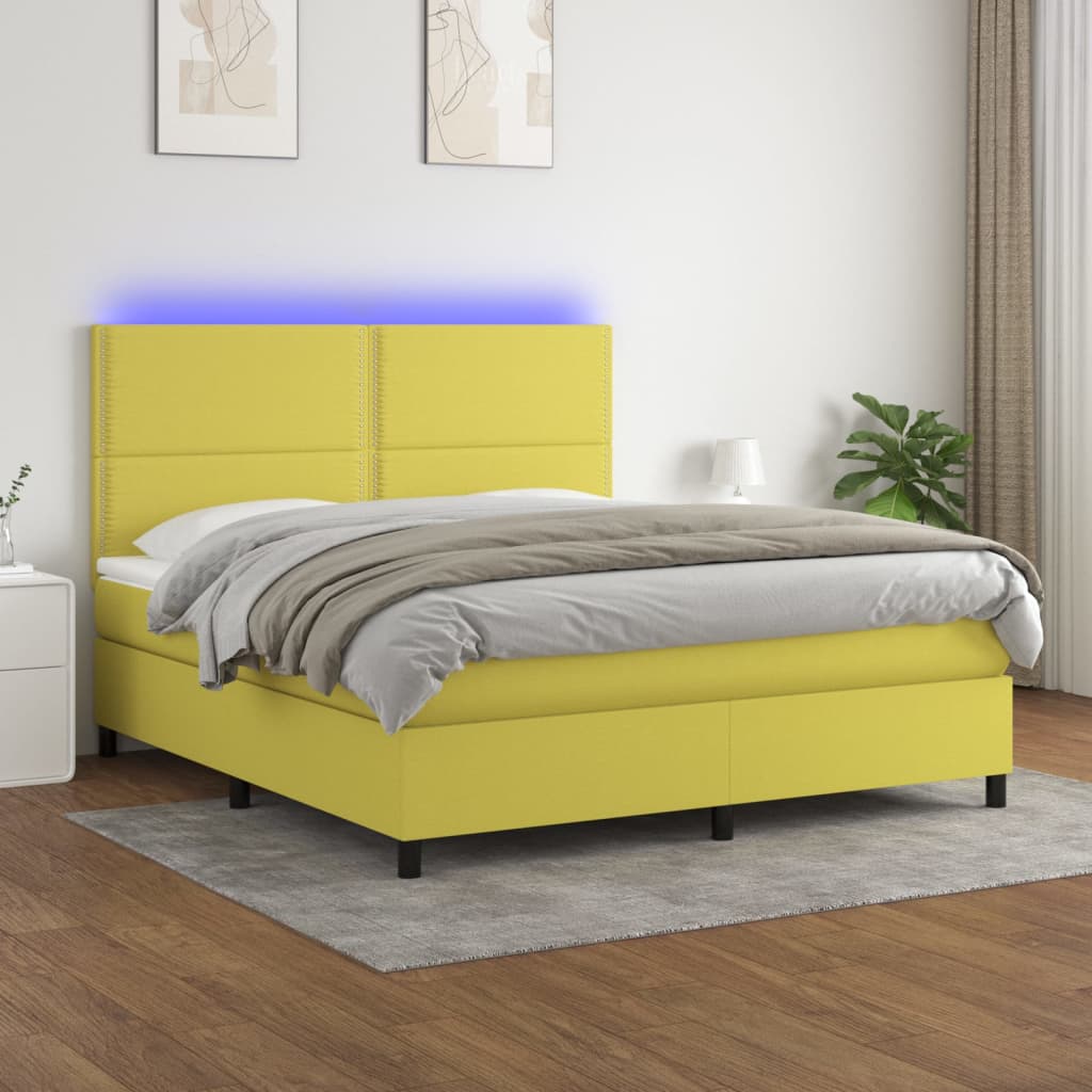Boxspringbett Mit Matratze & Led Stoff Grün