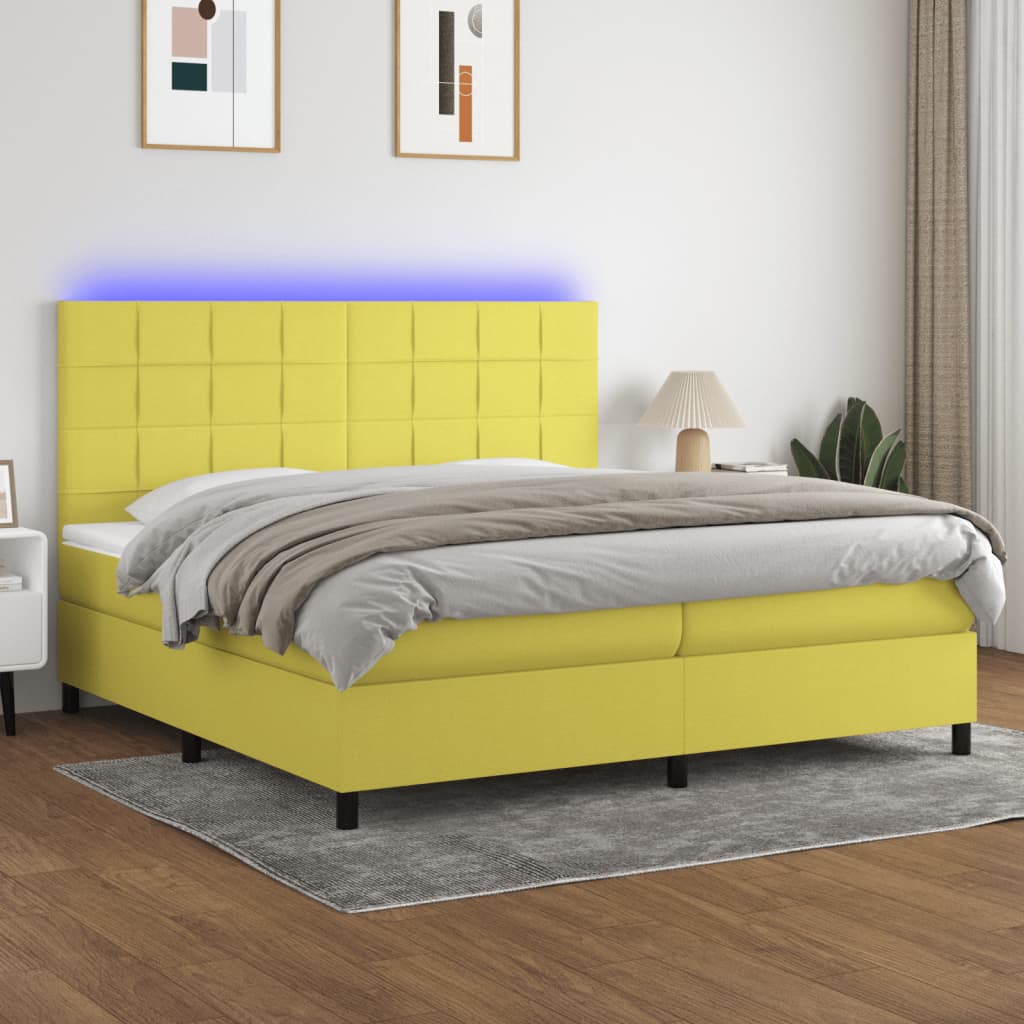 Boxspringbett Mit Matratze & Led Stoff Grün