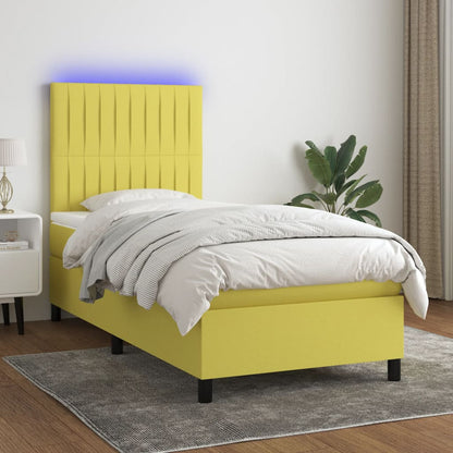 Boxspringbett Mit Matratze & Led Stoff Grün