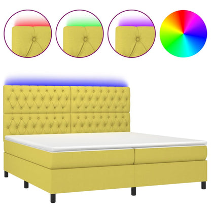 Boxspringbett Mit Matratze & Led Stoff Grün