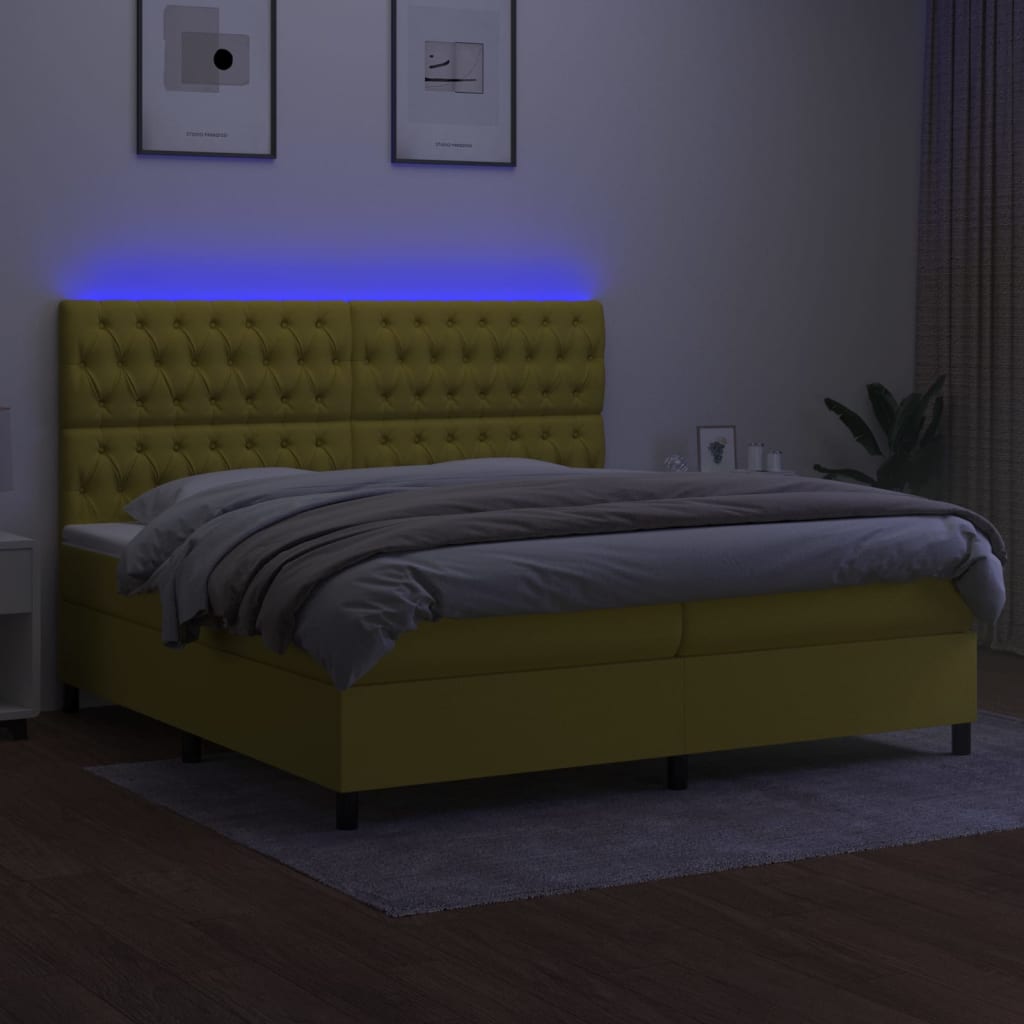 Boxspringbett Mit Matratze & Led Stoff Grün