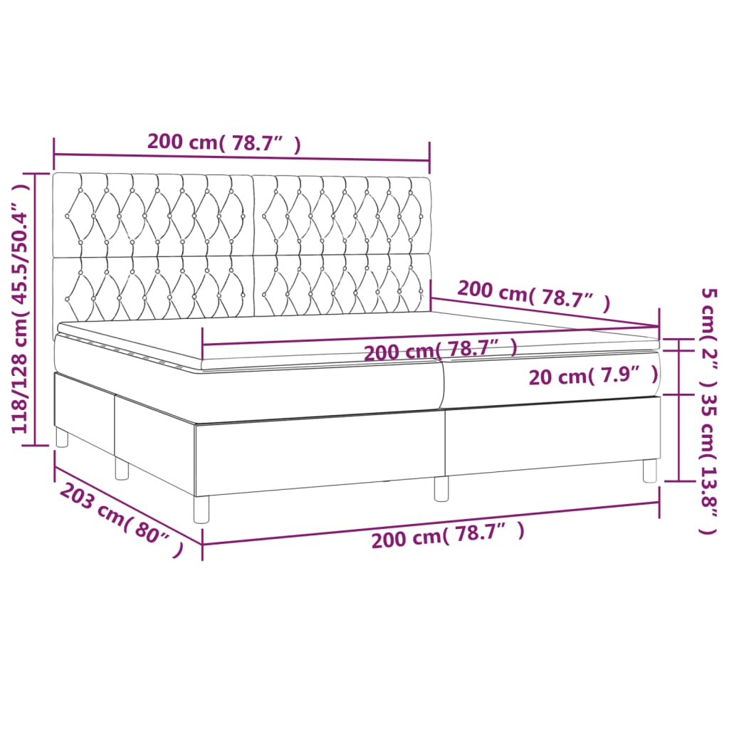 Boxspringbett Mit Matratze & Led Stoff Grün