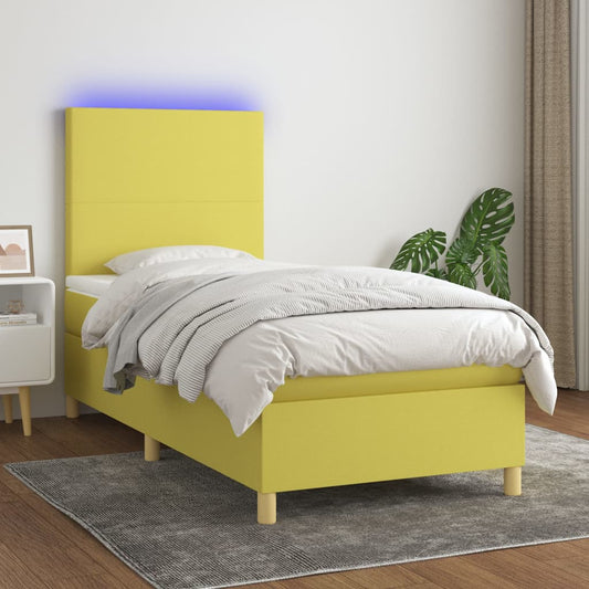 Boxspringbett Mit Matratze & Led Stoff Grün