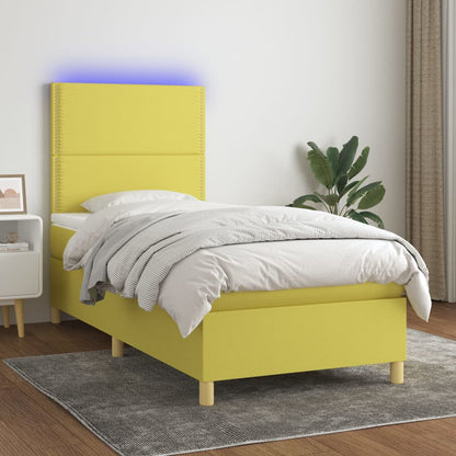 Boxspringbett Mit Matratze & Led Stoff Grün