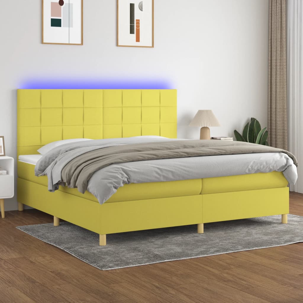 Boxspringbett Mit Matratze & Led Stoff Grün