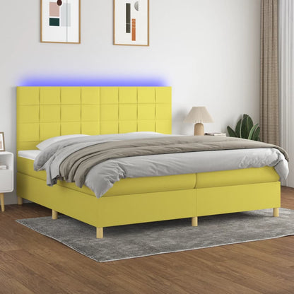 Boxspringbett Mit Matratze & Led Stoff Grün