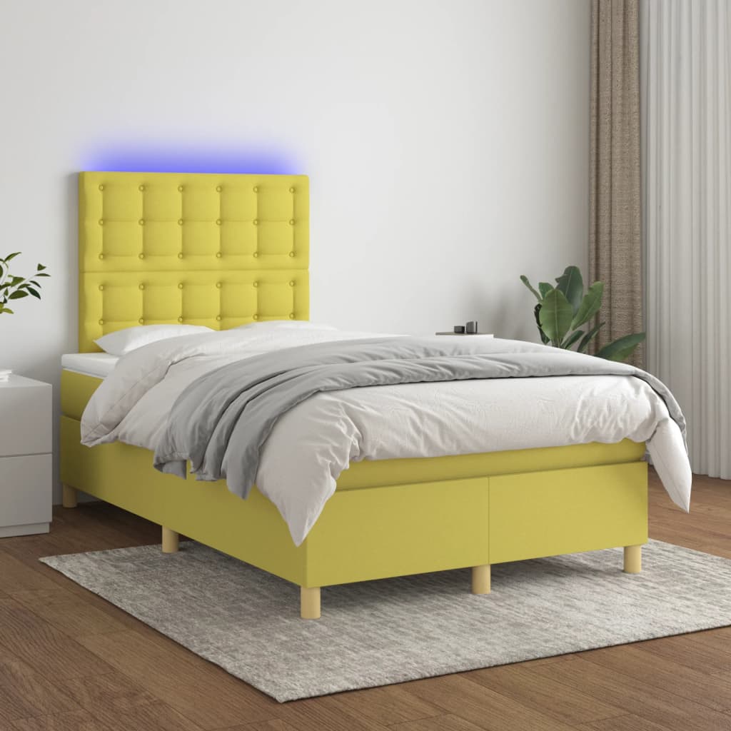 Boxspringbett Mit Matratze & Led Stoff Grün