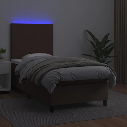 Boxspringbett Mit Matratze & Led Kunstleder Braun