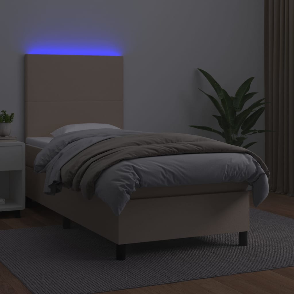 Boxspringbett Mit Matratze & Led -Braun 100X200Cm Cappuccino
