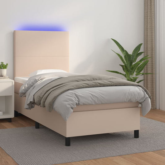 Boxspringbett Mit Matratze & Led -Braun 100X200Cm Cappuccino