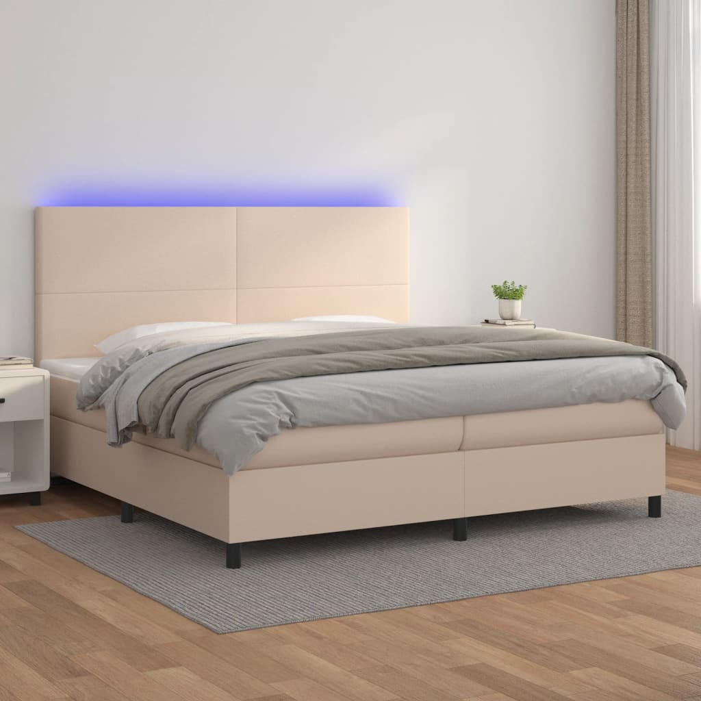 Boxspringbett Mit Matratze & Led -Braun 100X200Cm Cappuccino