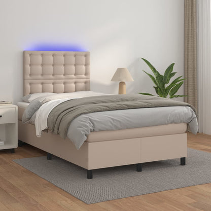 Boxspringbett Mit Matratze & Led -Braun 100X200Cm Cappuccino